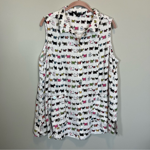 John Mark Tops - John Mark Novelty Scottie Dog Tank Top White 0X